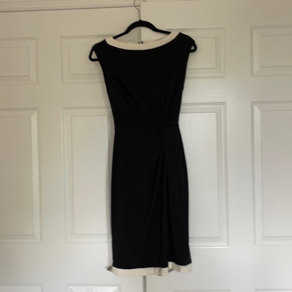 Black and white front side twist dress